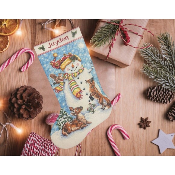Dimensions Winter Friends Christmas Stocking 16" Cross Stitch Kit Fox Deer New - Picture 3 of 6